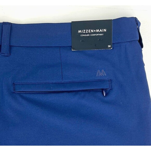 Mizzen+Main Helmsman Performance Golf Chino Short Mens 38x8 Navy Blue New NWT - Picture 7 of 10